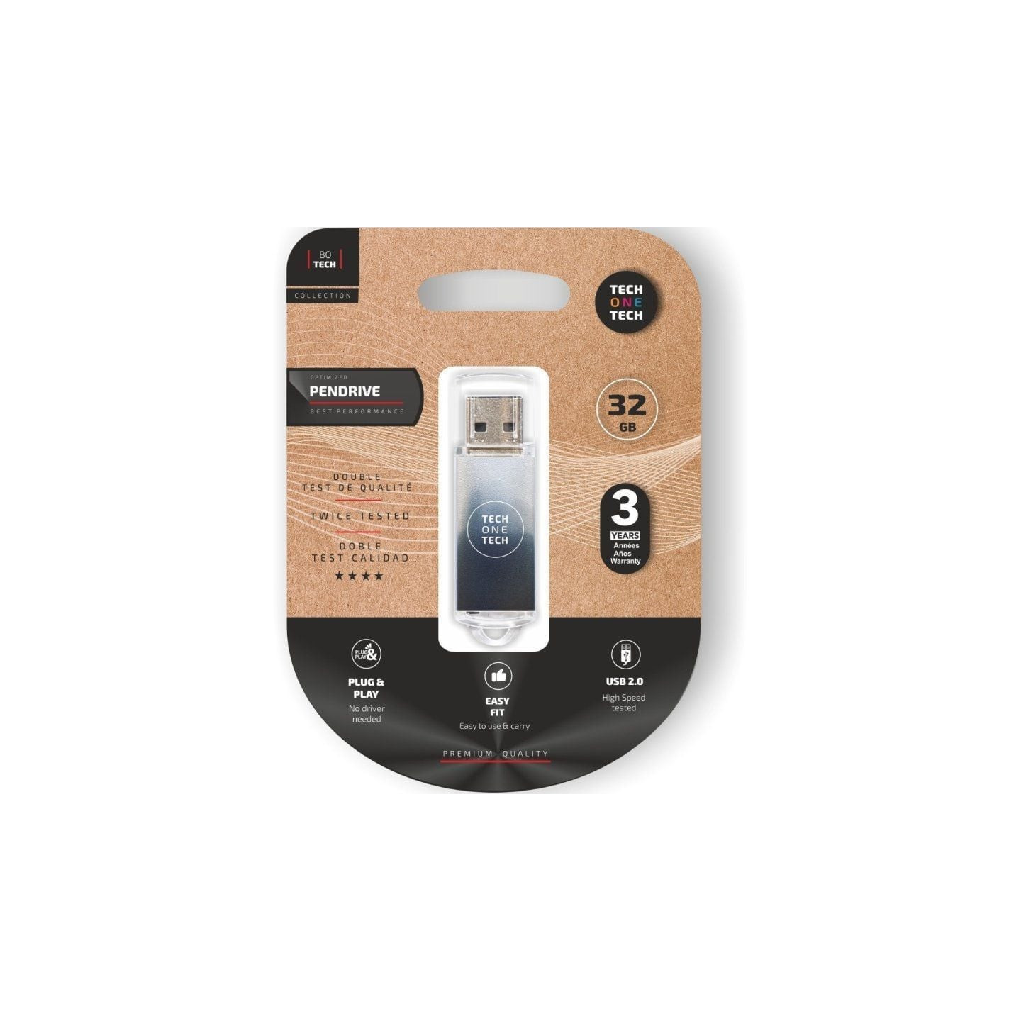 Pendrive 32gb tech one tech be b&w usb 2.0/ blanco y negro degradado