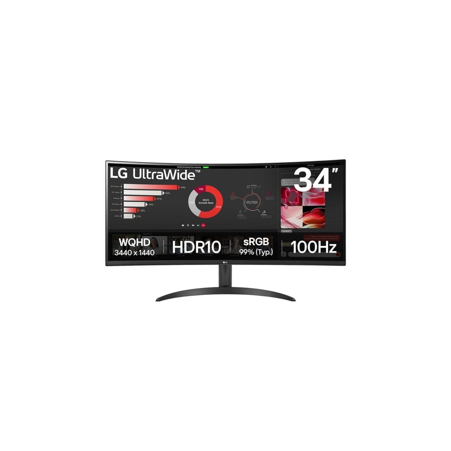 Monitor profesional ultrapanorámico curvo lg 34wr50qk-b 34'/ wqhd/ negro