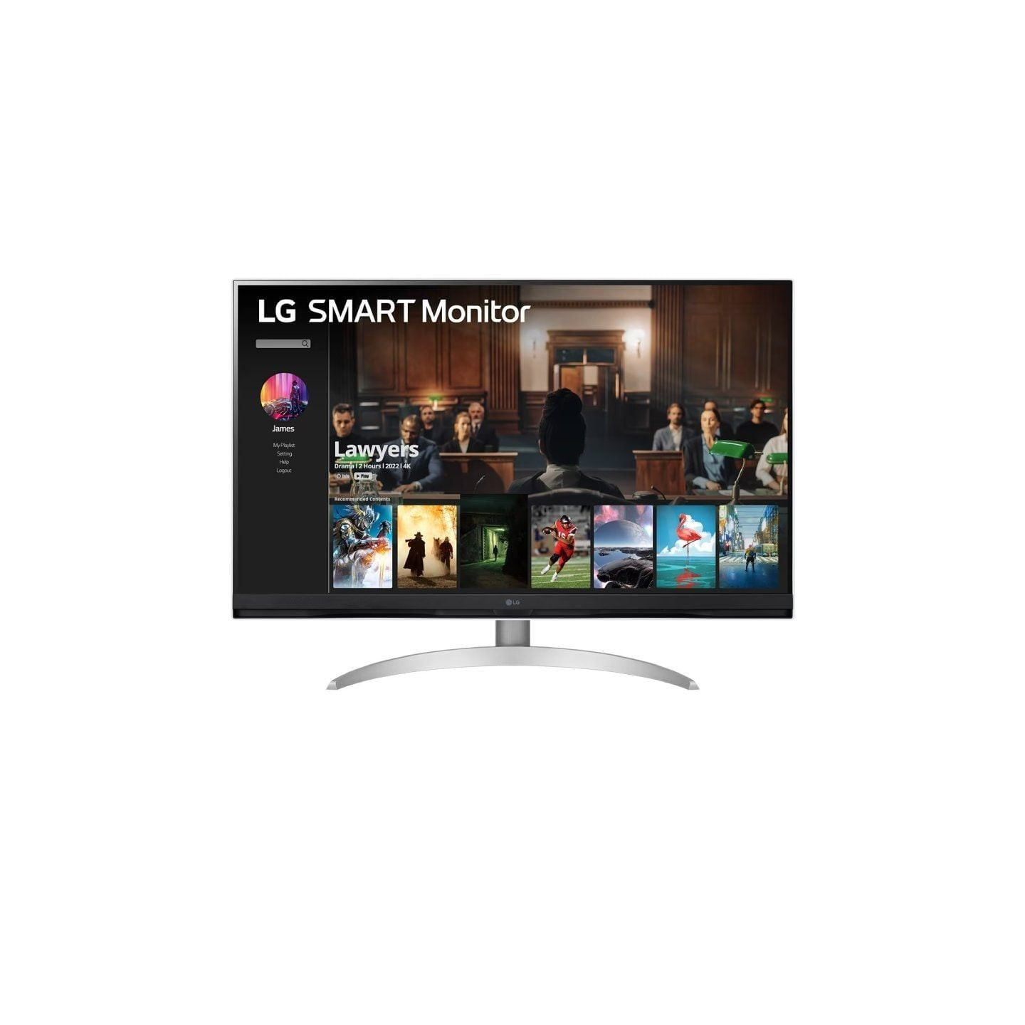 Smart monitor lg 32sq700s-w 31.5'/ 4k/ smart tv/ multimedia/ regulable en altura/ plata y blanco