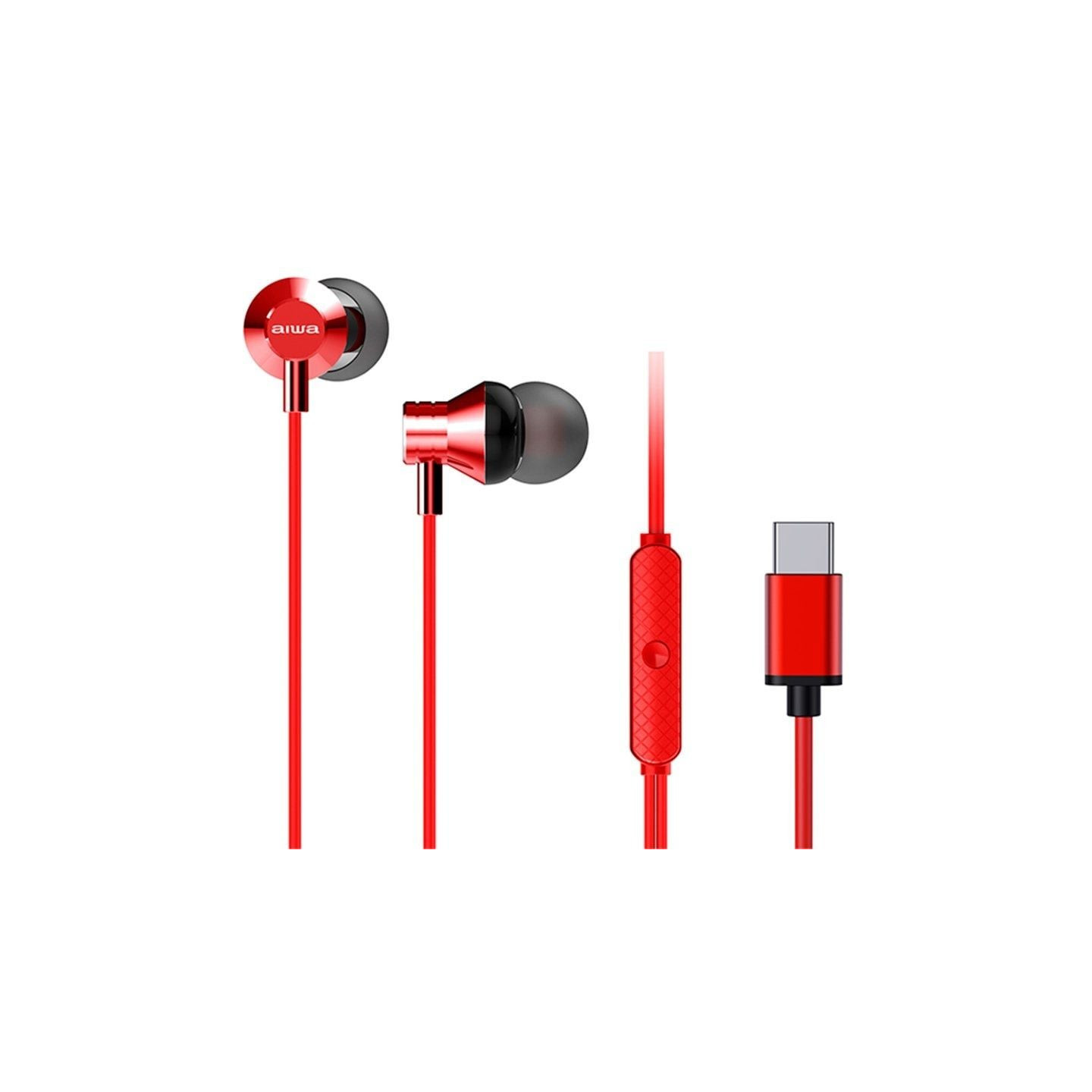 Auriculares intrauditivos aiwa estm-50usb-c/rd/ con micrófono/ usb tipo-c/ rojo