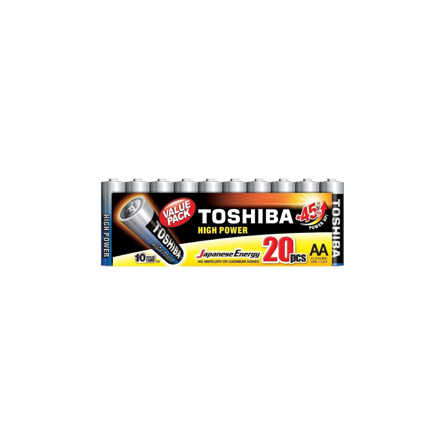 Pack de 20 pilas aa toshiba high power lr6/ 1.5v/ alcalinas