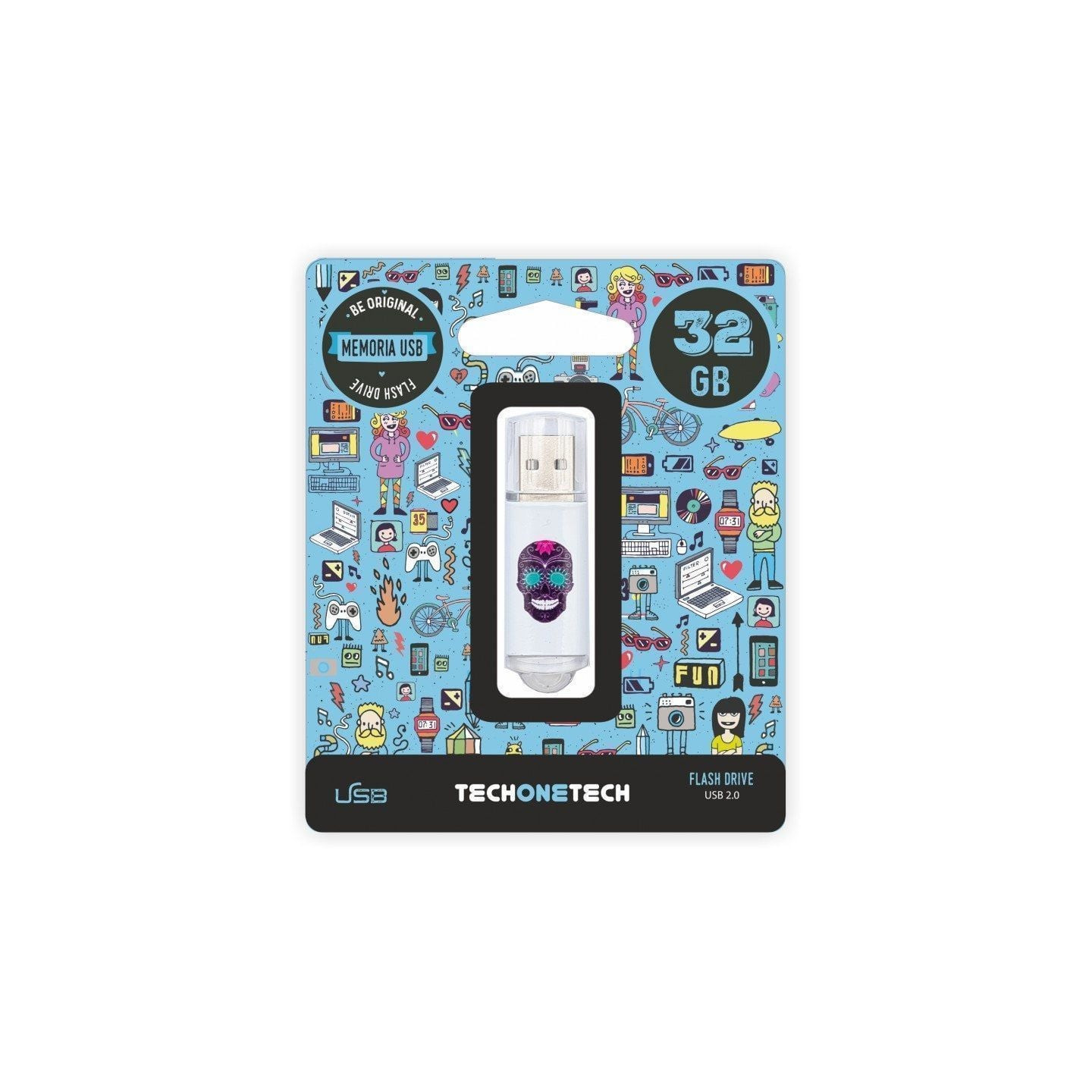 Pendrive 32gb tech one tech calavera maya usb 2.0