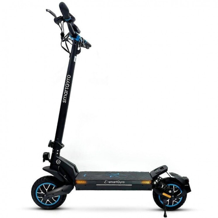 Patinete eléctrico smartgyro crossover dual max certificado/ motor 1000w/ ruedas 10'/ 25km/h/ autonomía 60km/ negro