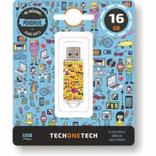 Pendrive 16gb tech one tech emojis usb 2.0