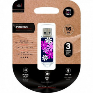 Pendrive 16gb tech one tech flower power usb 2.0