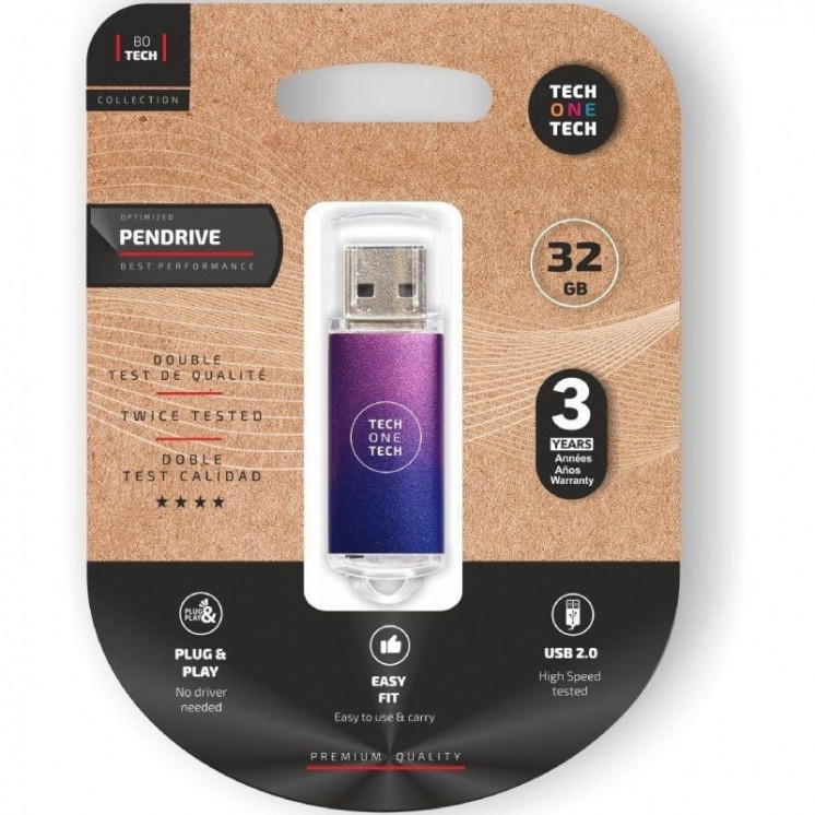 Pendrive 32gb tech one tech be fade usb 2.0/ purpura degradado