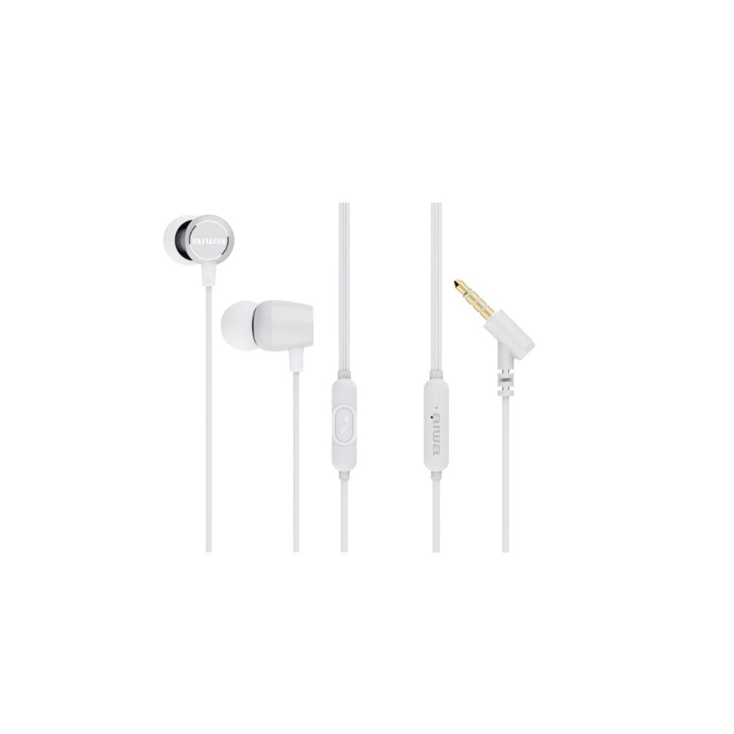 Auriculares intrauditivos aiwa estm-30wt/ con micrófono/ jack 3.5/ blancos