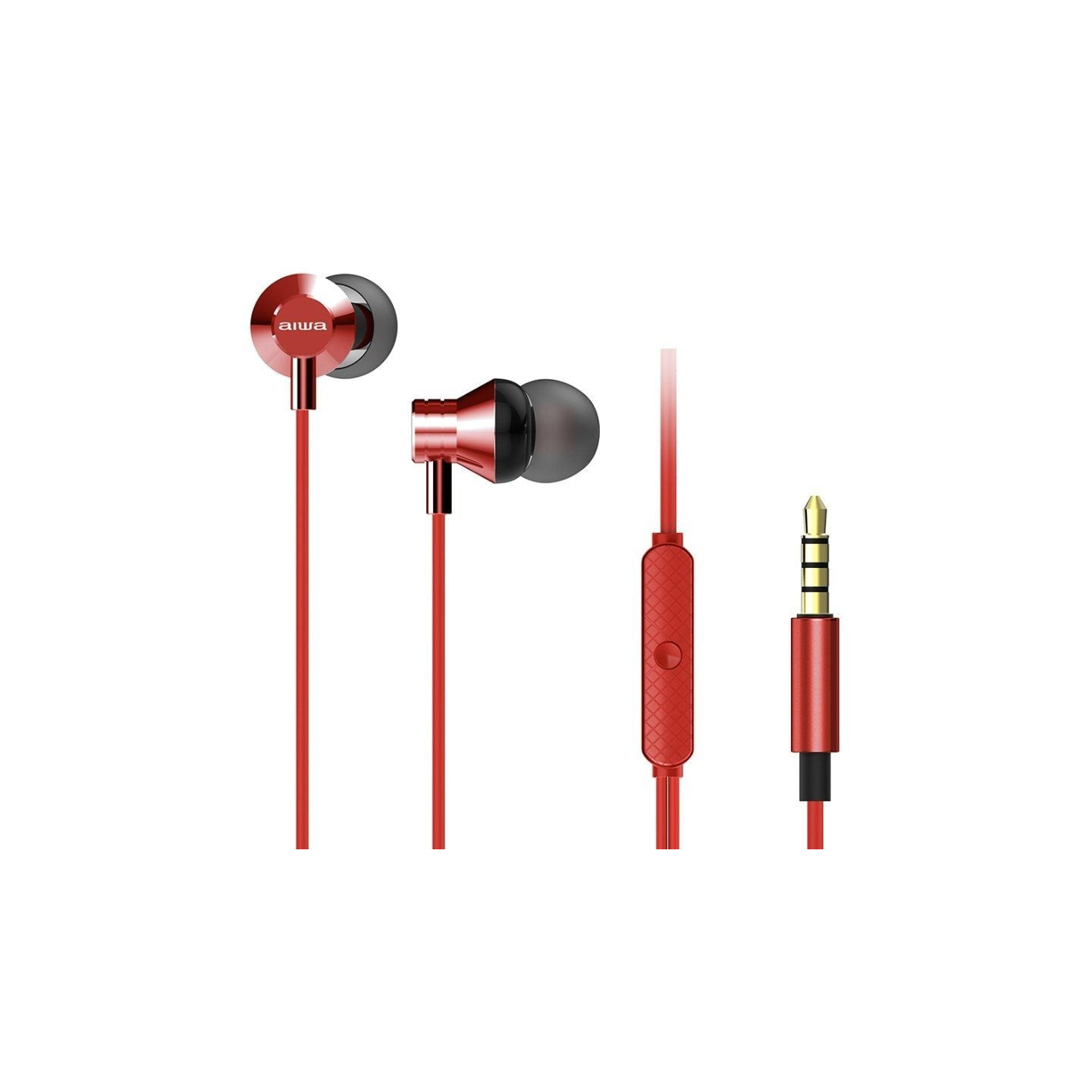 Auriculares intrauditivos aiwa estm-50rd/ con micrófono/ jack 3.5/ rojo