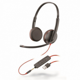 Auriculares hp-poly plantronics blackwire c3225/ con micrófono/ jack 3.5/ usb/ negros