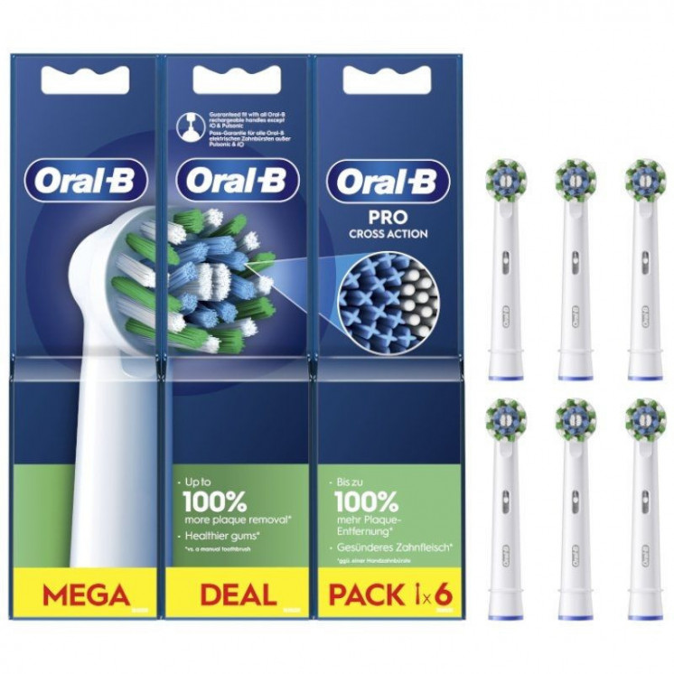 Cabezal de recambio braun para cepillo braun oral-b pro cross action/ pack 6 uds