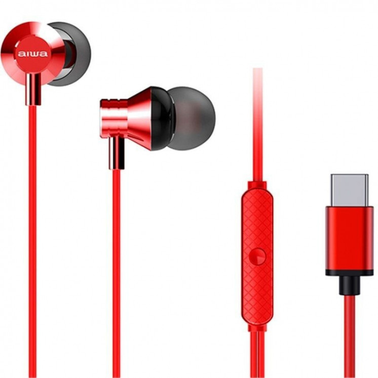 Auriculares intrauditivos aiwa estm-50usb-c/rd/ con micrófono/ usb tipo-c/ rojos