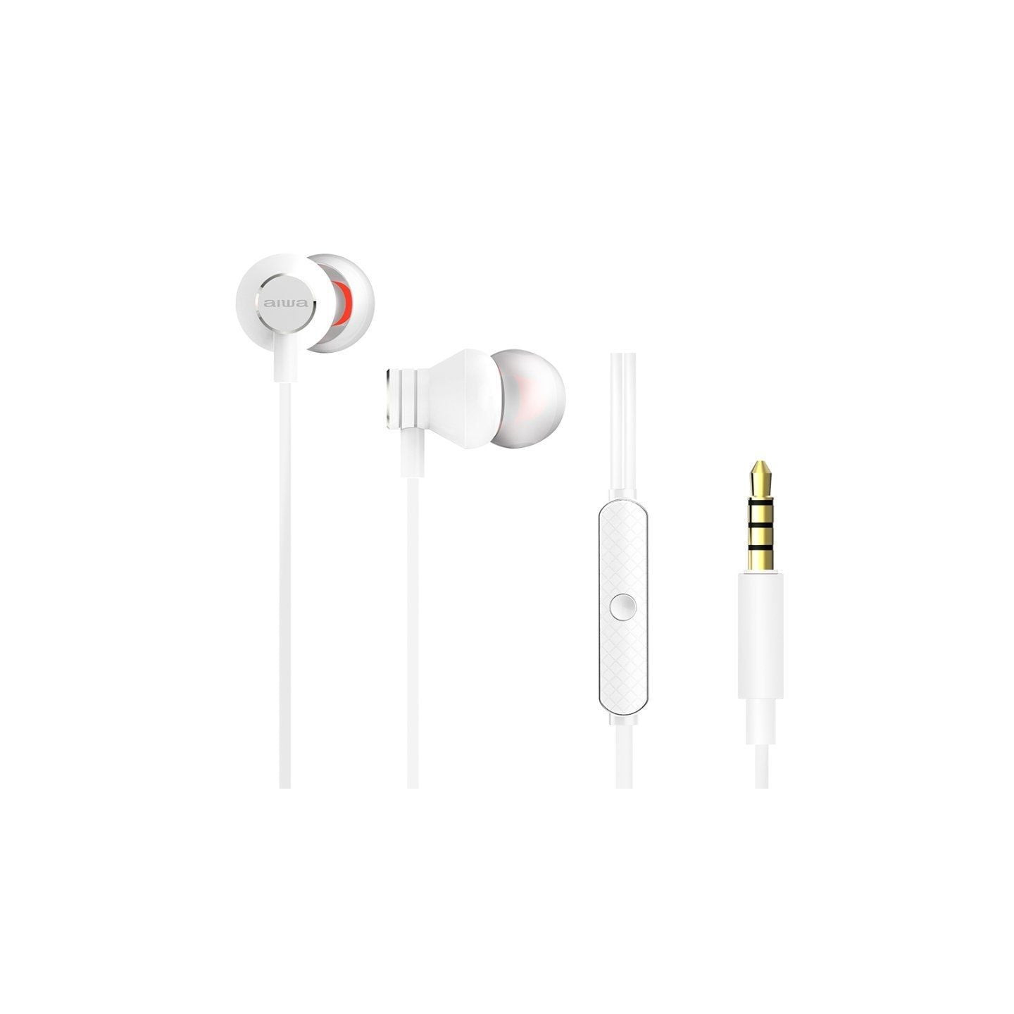 Auriculares intrauditivos aiwa estm-50wt/ con micrófono/ jack 3.5/ blanco