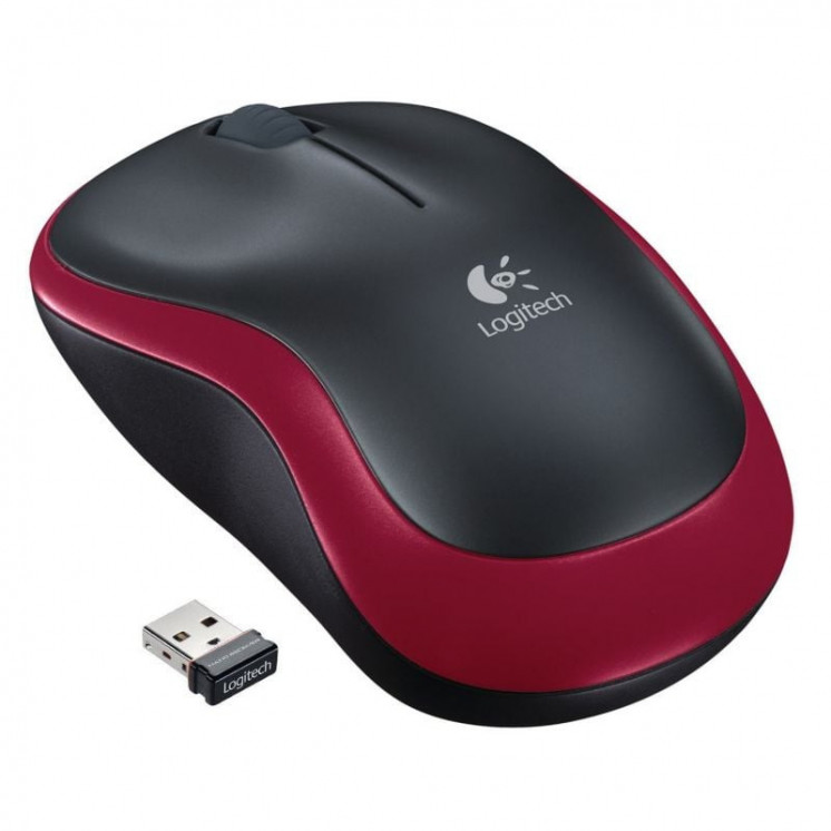 Ratón inalámbrico logitech m185/ hasta 1000 dpi/ rojo