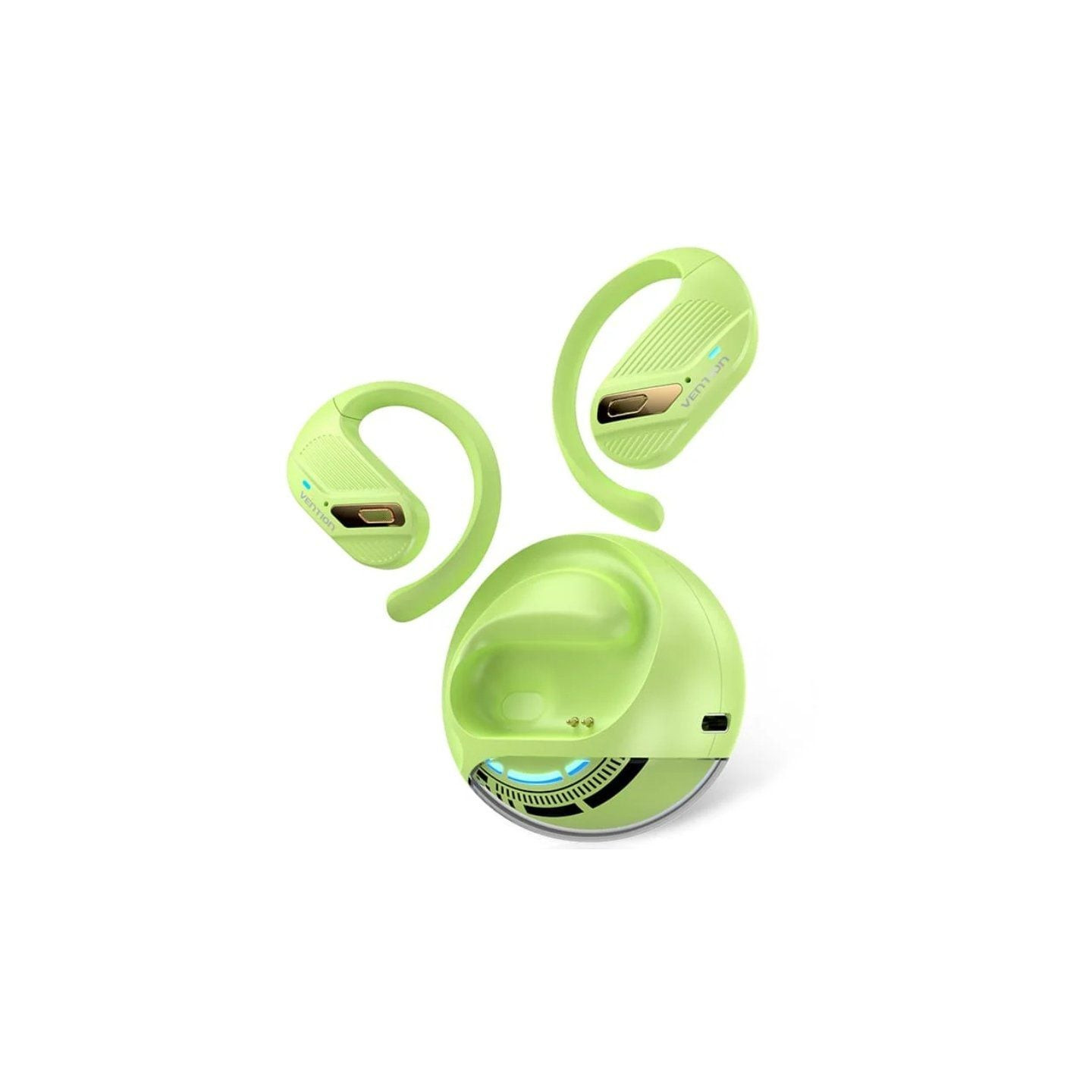 Auriculares deportivos bluetooth vention open ear openbeat o12 nbug0 con estuche de carga/ verdes