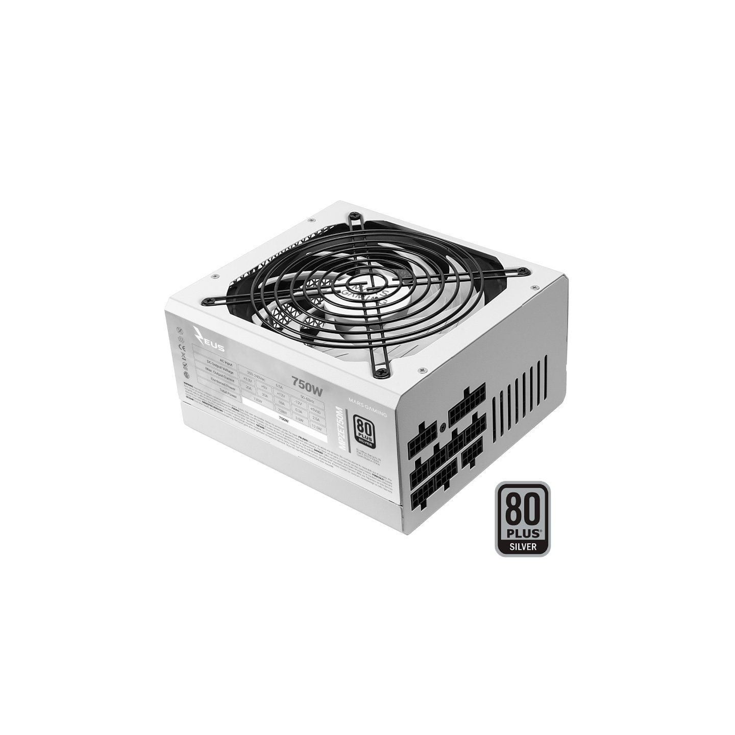 Fuente de alimentación mars gaming mpze750m/ 750w/ ventilador 14cm/ 80 plus silver