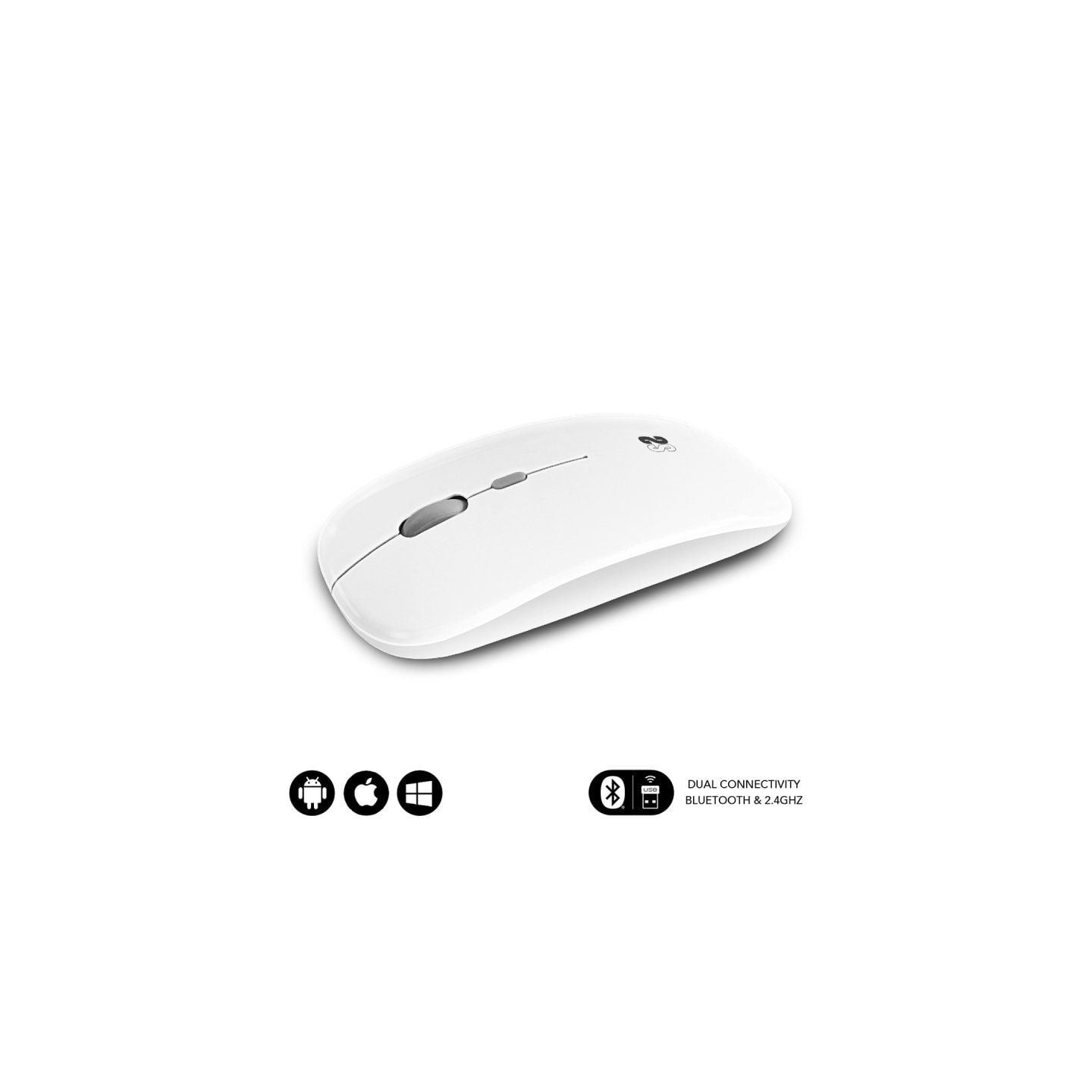 Ratón inalámbrico por bluetooth subblim dual flat/ batería recargable/ hasta 1600 dpi/ blanco