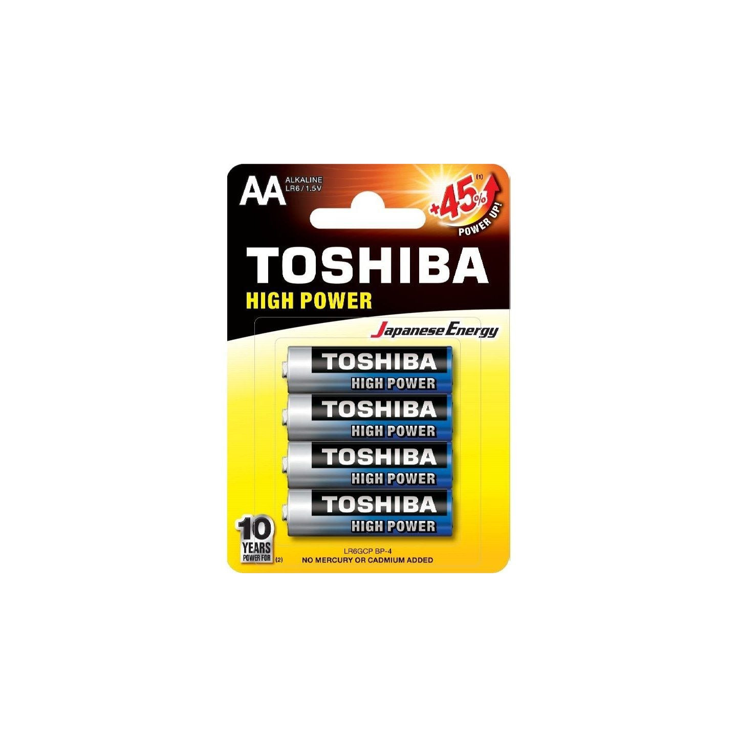 Pack de 4 pilas aa toshiba high power lr6/ 1.5v/ alcalinas