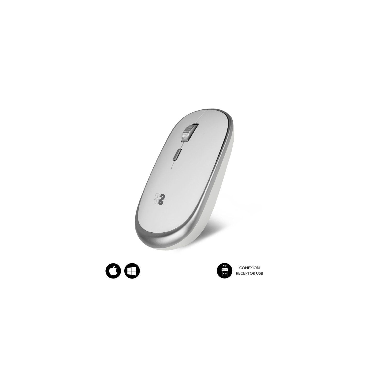 Ratón mini inalámbrico subblim wireless mini/ hasta 1600 dpi/ plata