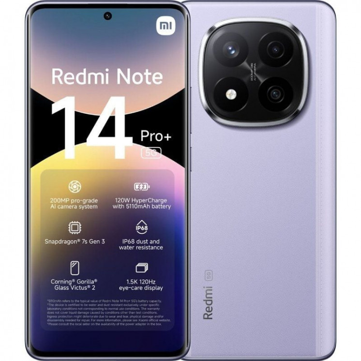 Smartphone xiaomi redmi note 14 pro+ 8gb/ 256gb/ 6.67'/ 5g/ púrpura