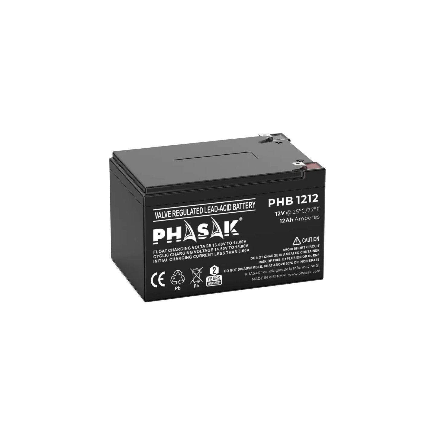 Batería phasak phb 1212 compatible con sai/ups phasak según especificaciones