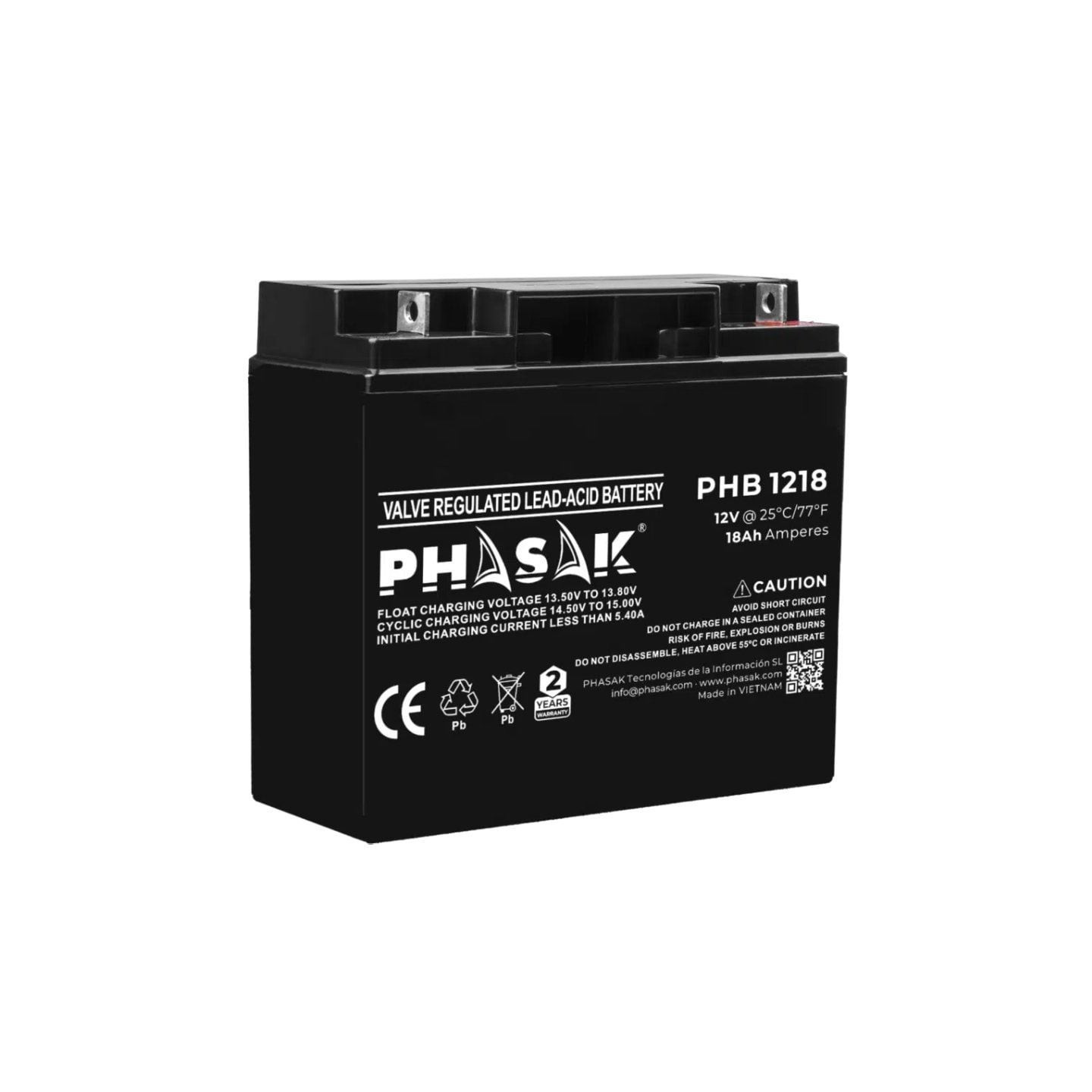 Batería phasak phb 1218 compatible con sai/ups phasak según especificaciones