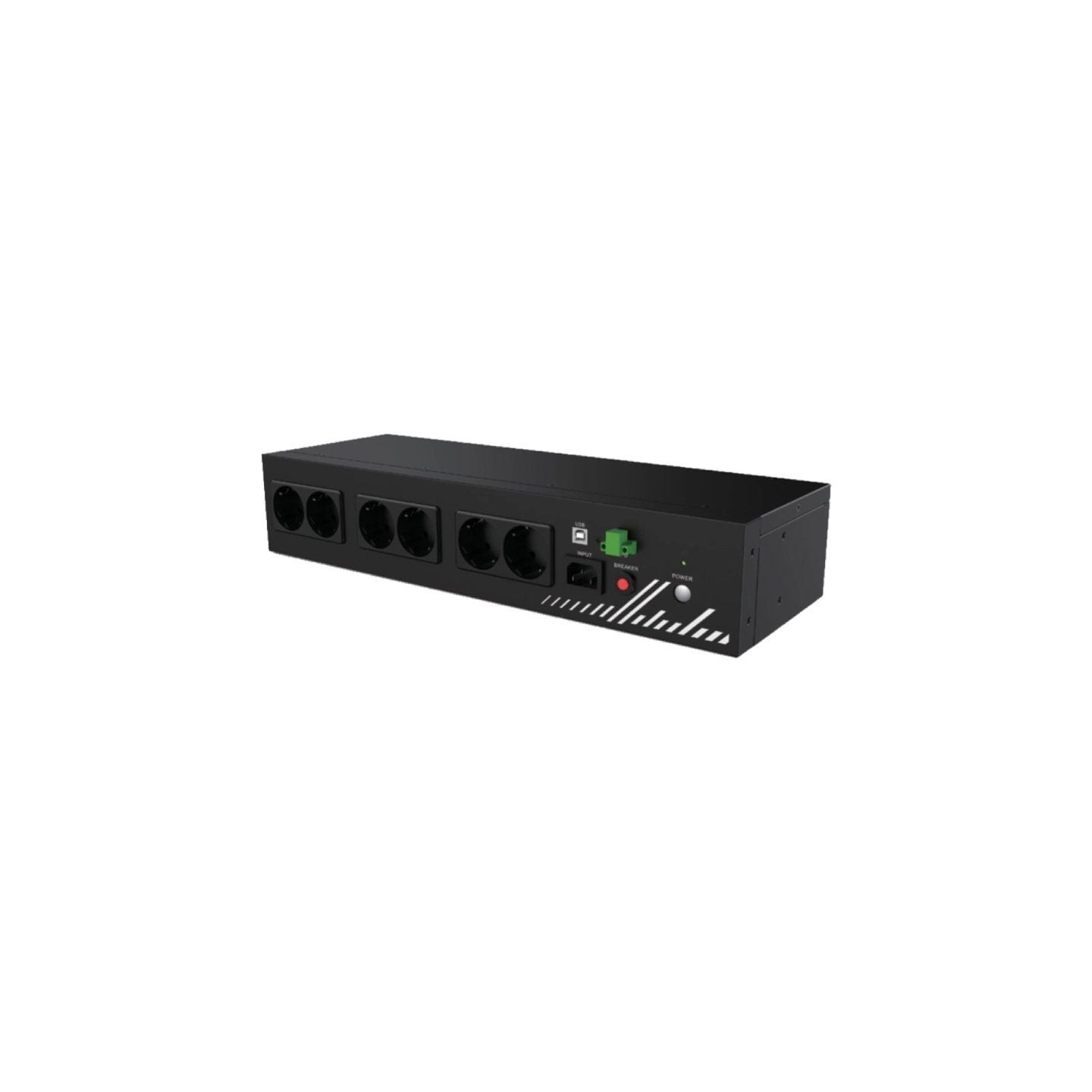 Unidad de distribución para alimentación phasak compact 800 va/ 9a/ 8x schuko/ formato rack 2u