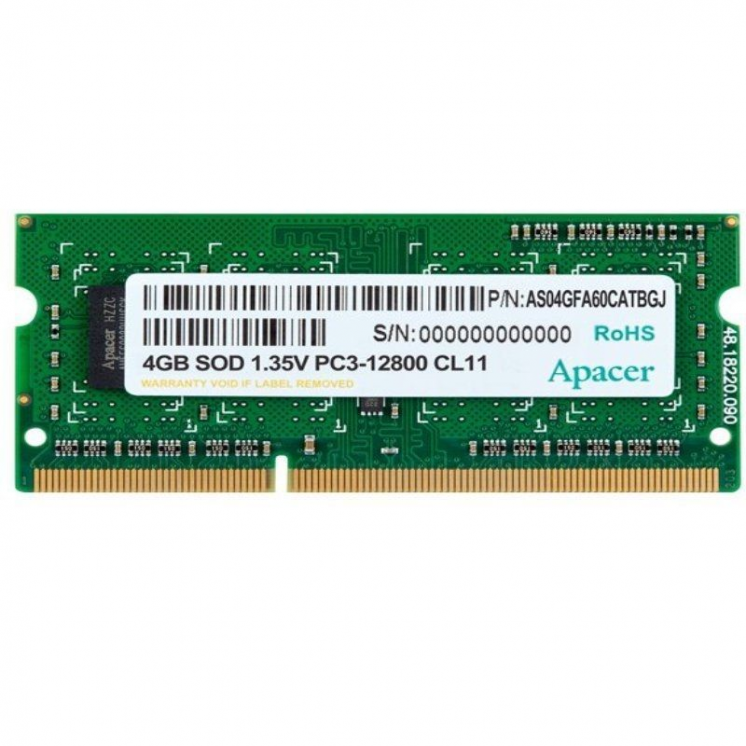 Memoria ram apacer 4gb/ ddr3/ 1600mhz/ 1.35v/ sodimm