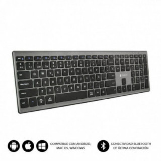 Teclado inalámbrico por bluetooth subblim 2pue201 pure extended/ gris