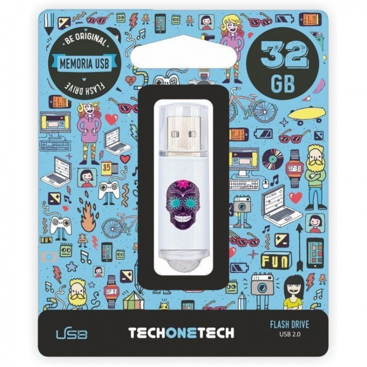 Pendrive 32gb tech one tech calavera maya usb 2.0