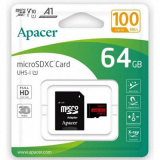 Tarjeta de memoria apacer 64gb xc uhs 1 con adaptador/ clase 10/ 100mbs