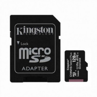 Tarjeta de memoria kingston canvas select plus 128gb microsd xc con adaptador/ clase 10/ 100mbs