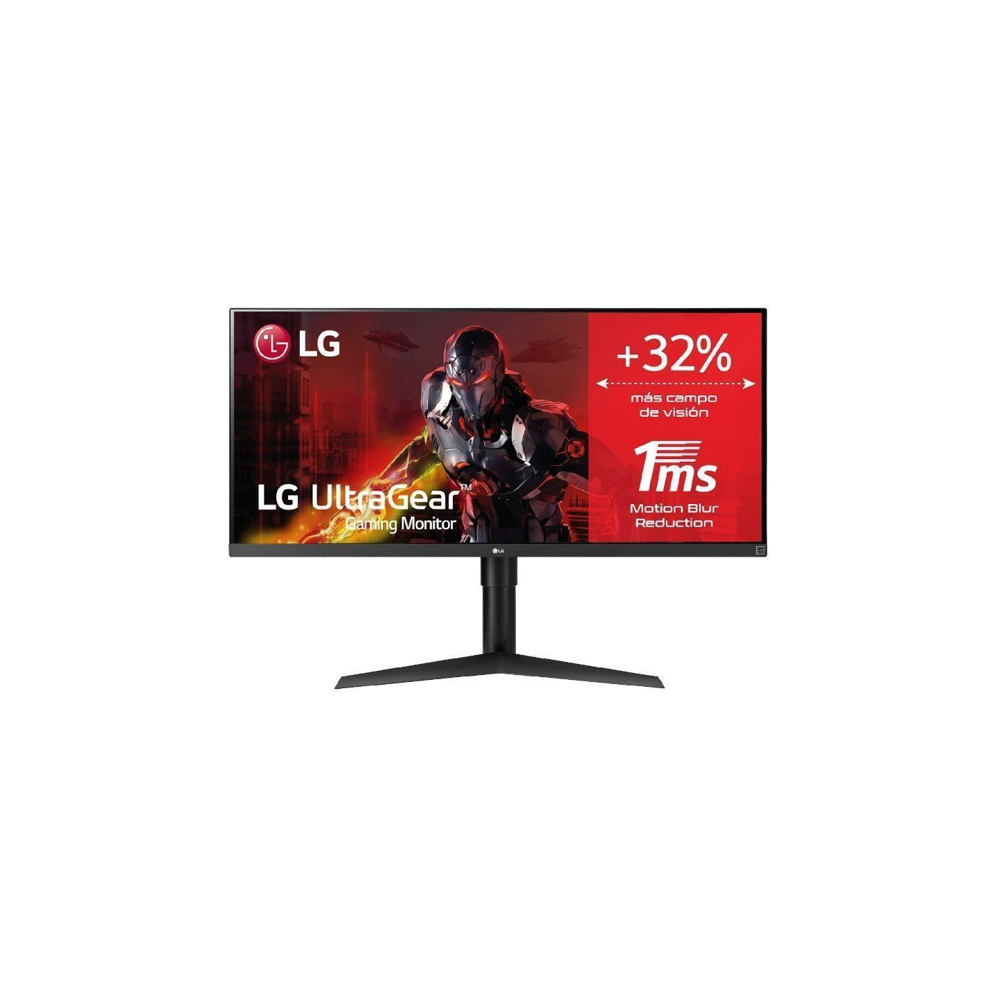 Monitor gaming ultrapanorámico lg 34wp65g-b 34'/ wfhd/ 1ms/ 75hz/ ips/ regulable en altura/ negro