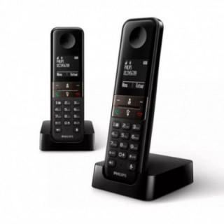 Teléfono inalámbrico philips d4702b/34/ pack duo/ negro