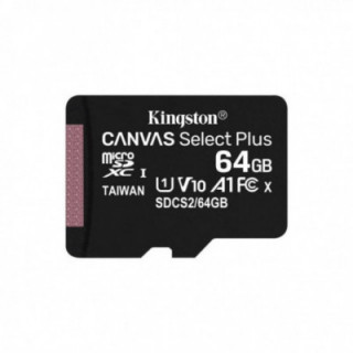 Tarjeta de memoria kingston canvas select plus 64gb microsd xc/ clase 10/ 100mbs