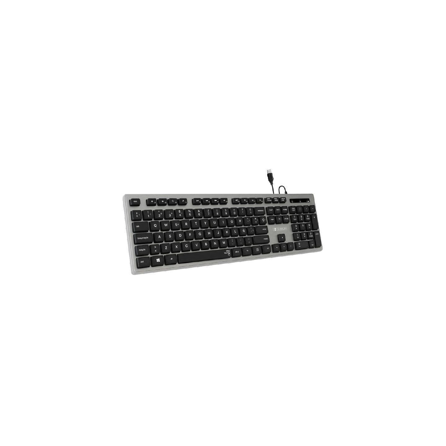 Teclado subblim wired ergo keys silent flat hq/ gris