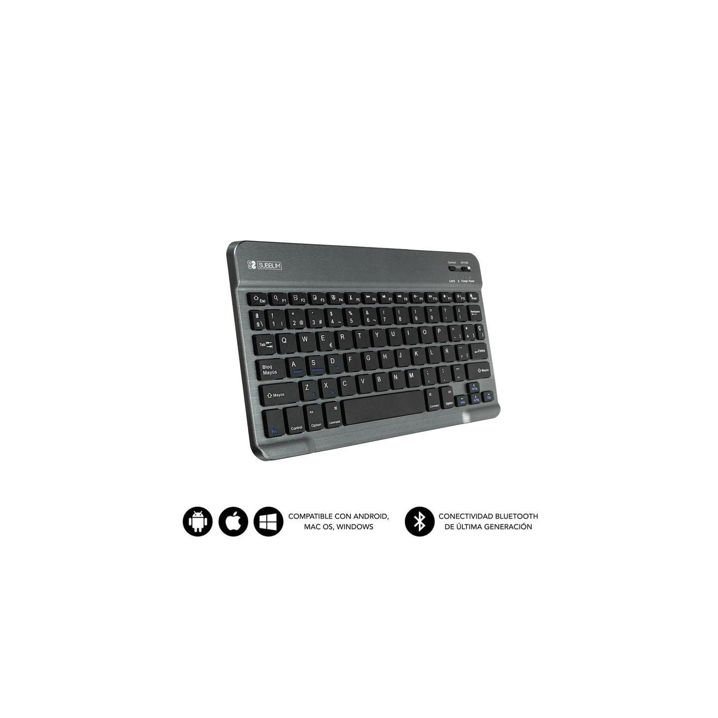 Teclado compacto inalámbrico por bluetooth subblim smart/ gris