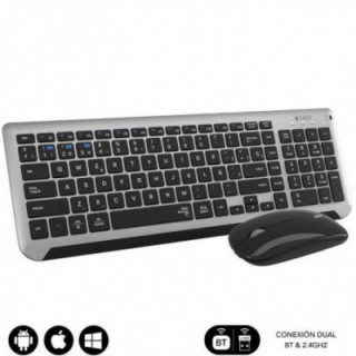 Teclado y ratón inalámbrico subblim combo dual prestige extendido/ gris y negro