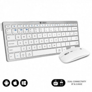 Teclado y ratón inalámbrico subblim oco010 combo multidispositivo compacto/ plata