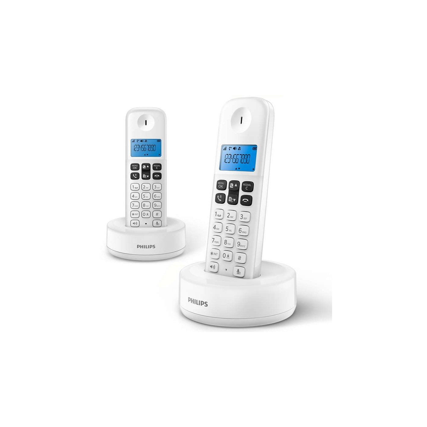 Teléfono inalámbrico philips d1612w/34/ pack duo/ blanco