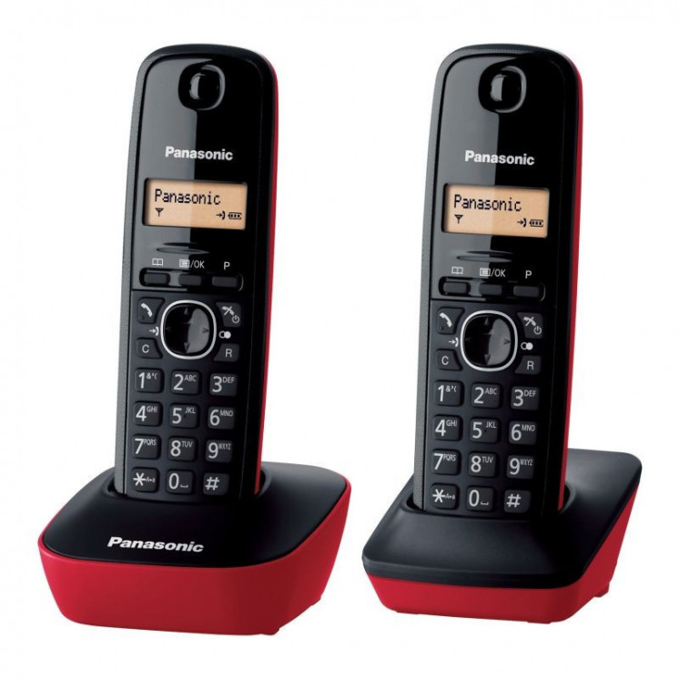 Teléfono inalámbrico panasonic kx-tg1612/ pack duo/ negro y rojo