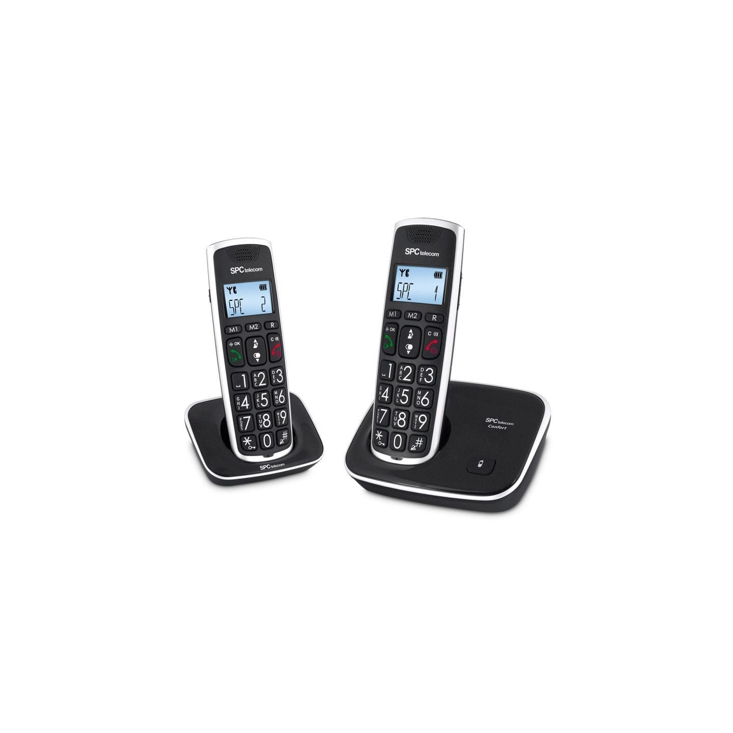 Teléfono inalámbrico spc comfort kaiser 7609n/ pack duo/ negro