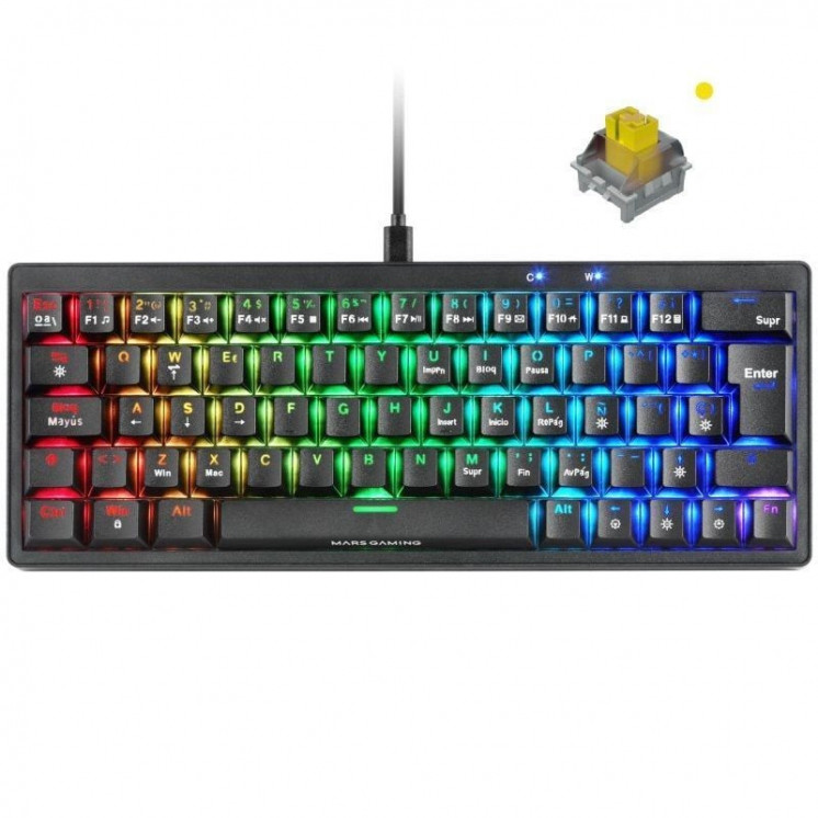 Teclado Gaming Mecánico Mars Gaming MKMINIPRO/ Switch Amarillo