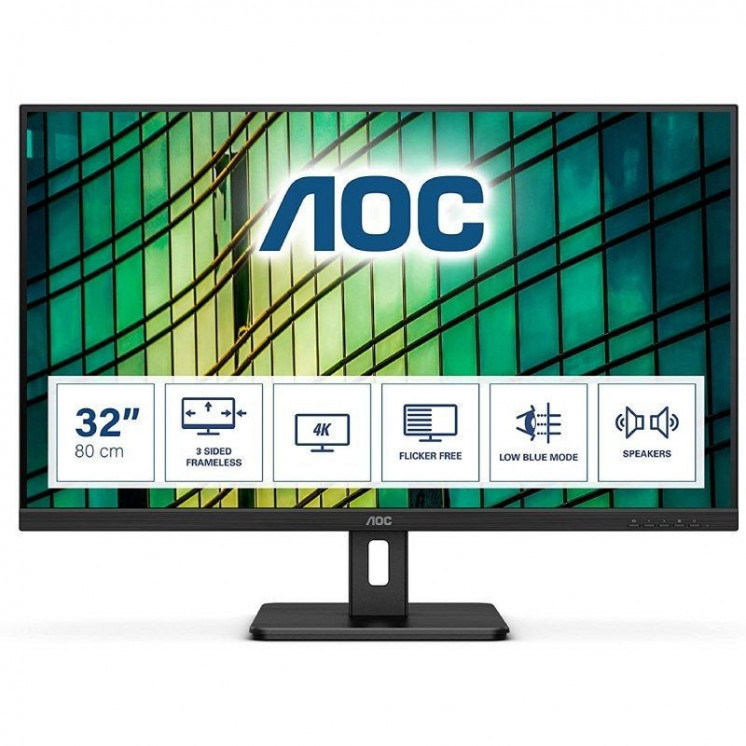 Monitor profesional aoc u32e2n 31.5'/ 4k/ multimedia/ negro