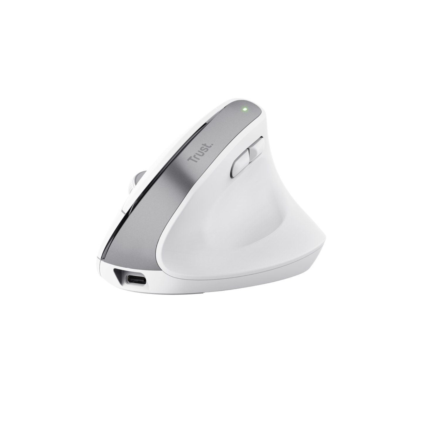 Ratón ergonómico inalámbrico por bluetooth trust bayo+/ batería recargable/ hasta 2400 dpi/ blanco