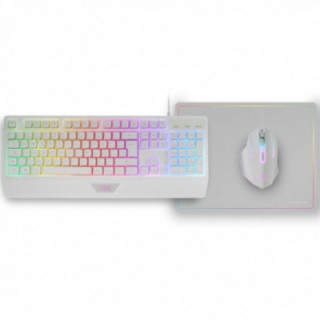 Pack Gaming Mars Gaming MCP124/ Teclado H-MECH  + Ratón Óptico + Alfombrilla/ Blanco