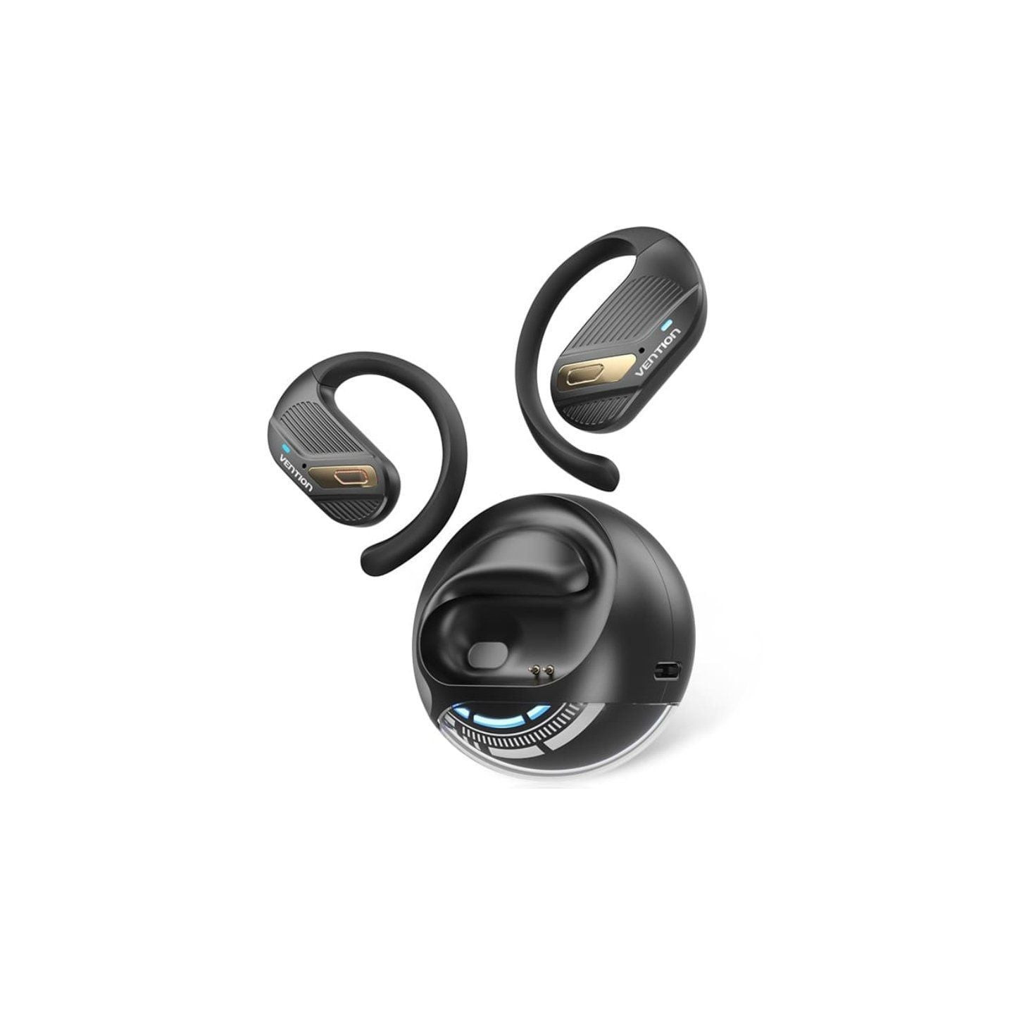 Auriculares deportivos bluetooth vention open ear openbeat o12 nbub0 con estuche de carga/ negros