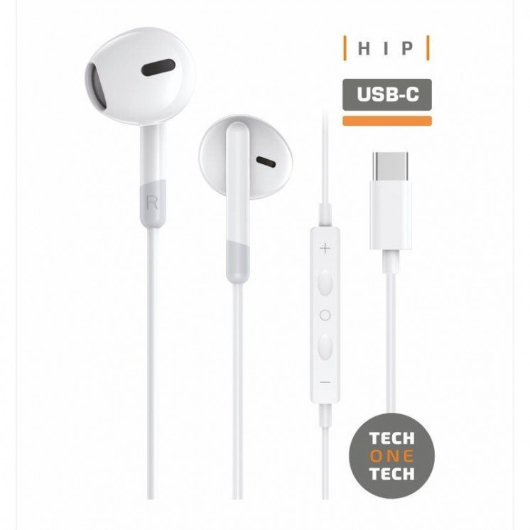 Auriculares intrauditivos tech one tech eartech tec1301/ con micrófono/ usb tipo-c/ blancos