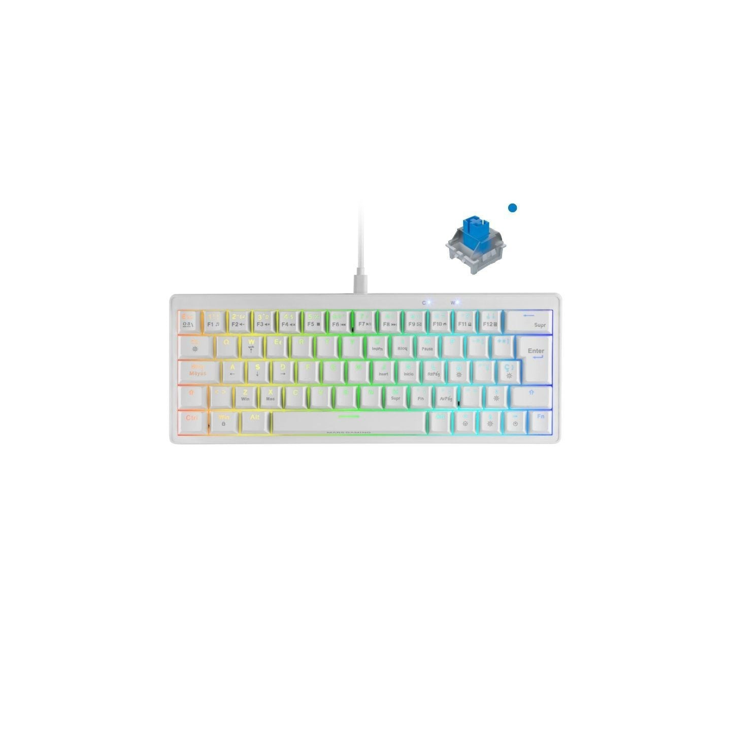 Teclado Gaming Mecánico Mars Gaming MKMINIPRO/ Switch Azul/ Blanco