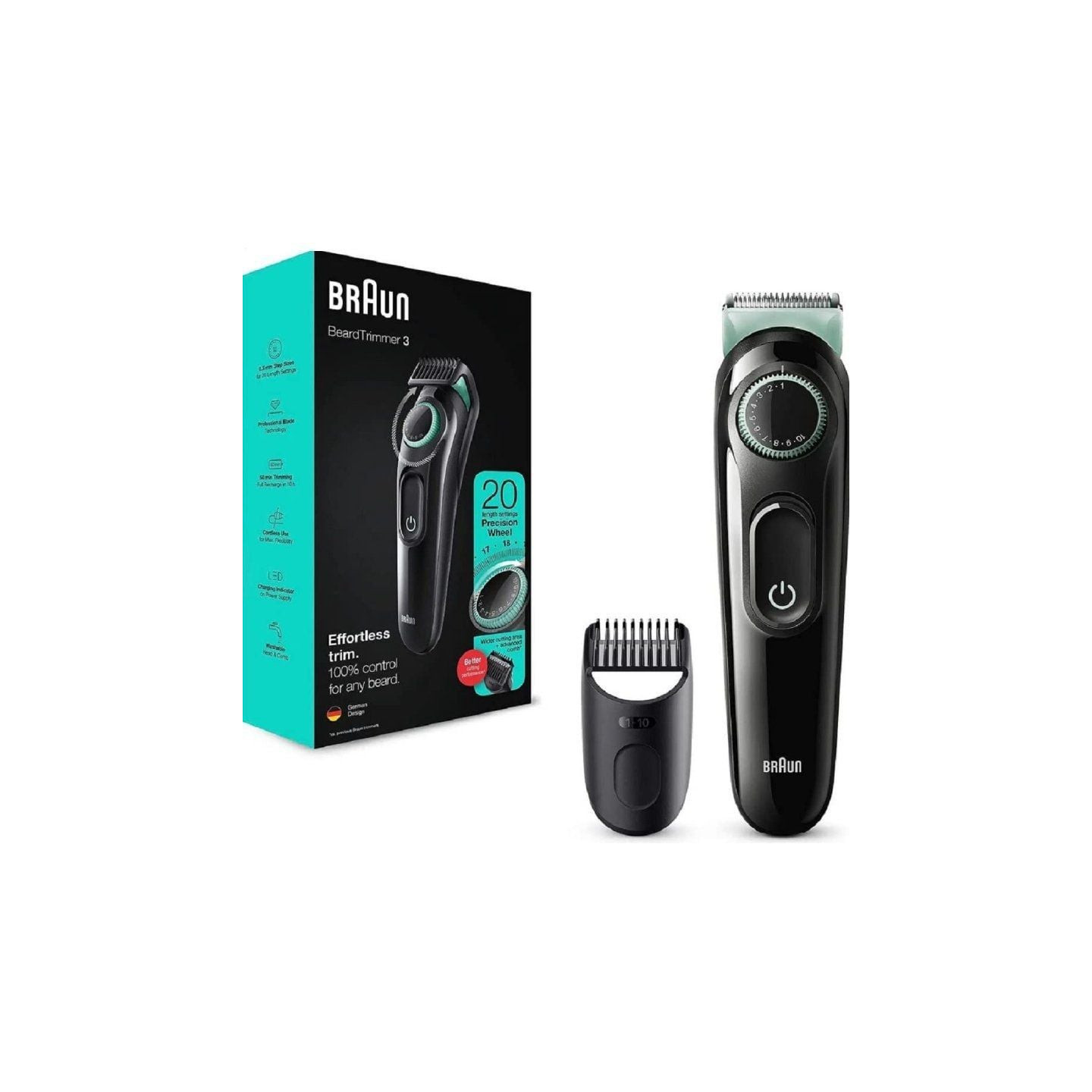 Cortabarbas braun beardtrimmer series 3000 bt3323/ con batería/ 1 accesorio