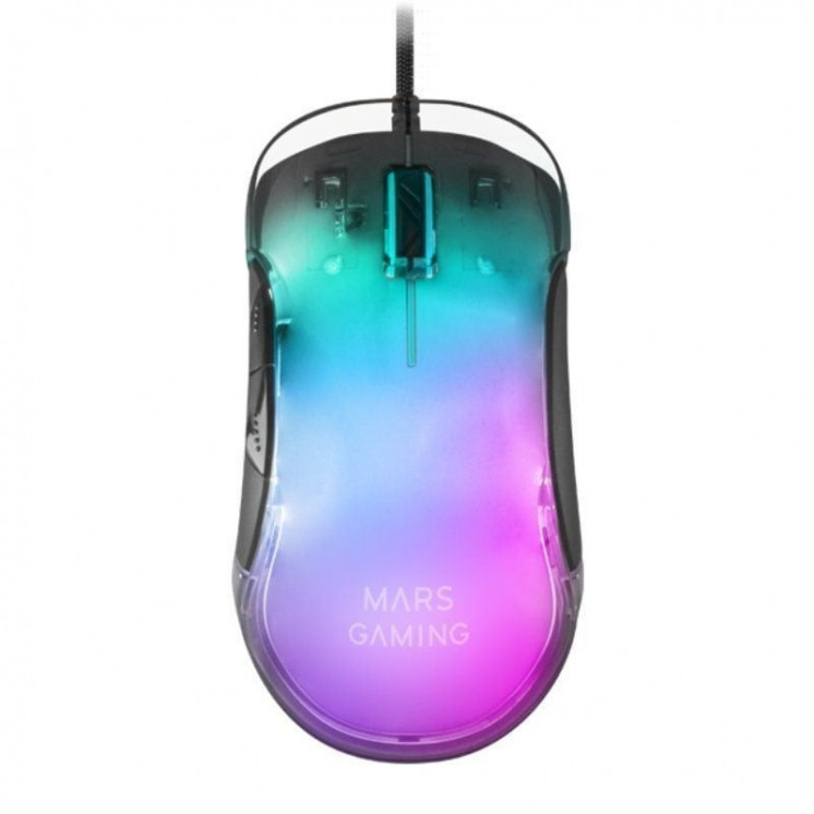 Ratón Gaming Mars Gaming MMGLOW/ Hasta 12800DPI/ Negro